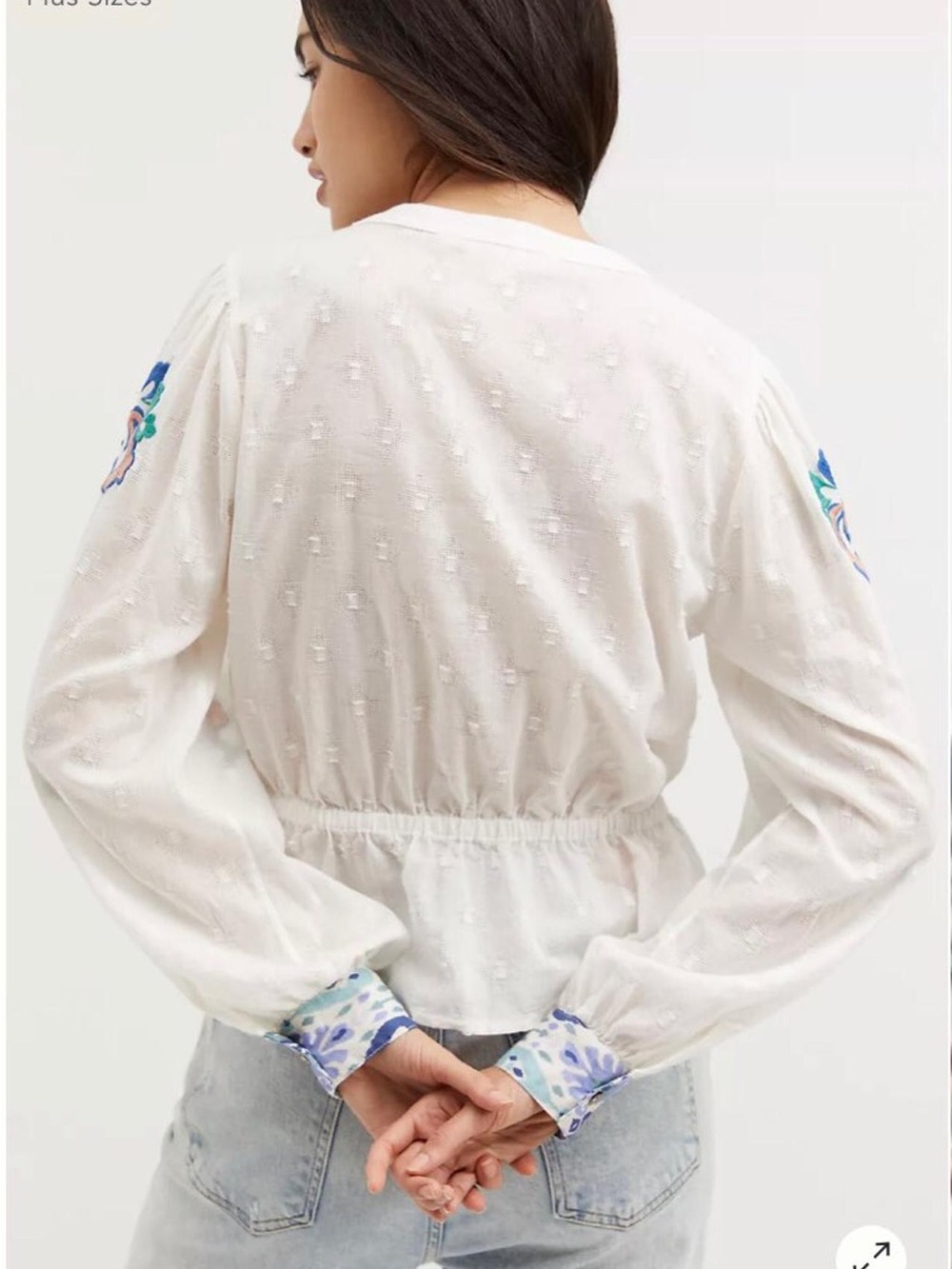 Anthropologie Forever That Girl White Embroidered Boho Peasant Blouse - Picture 3 of 7